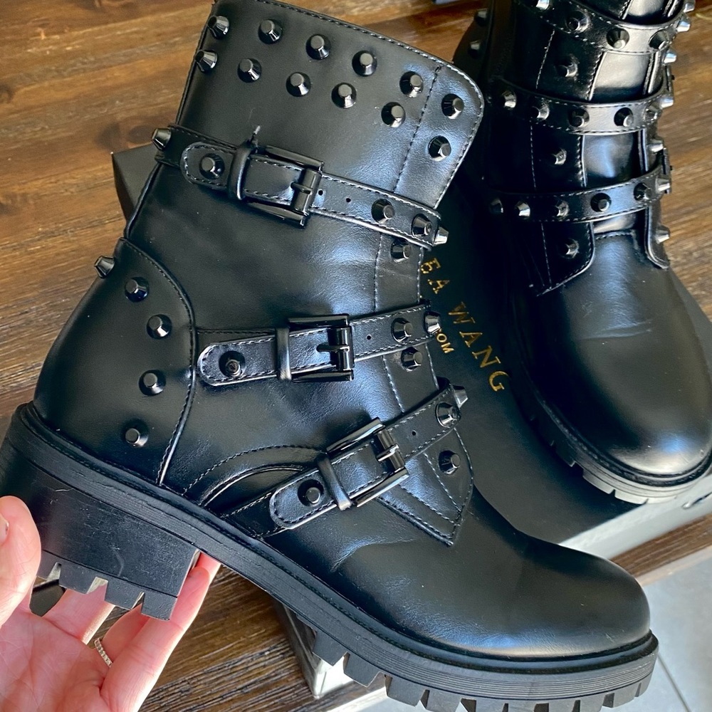 Azalea Wang studded combat boots